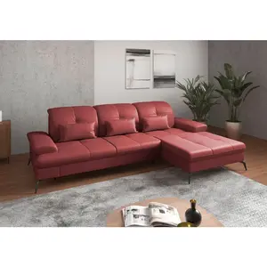 Sit & More ROHOVÁ SEDAČKA, textil, kůže, červená