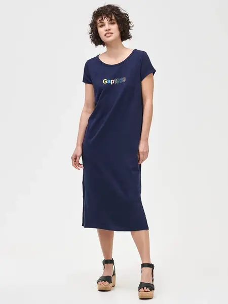 GAP Šaty Logo 1969 slub midi dress - Dámské