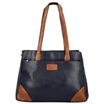 Trendy dámská koženková kabelka na rameno Remiga, tmavě modrá