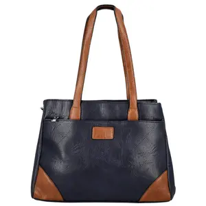 Trendy dámská koženková kabelka na rameno Remiga, tmavě modrá