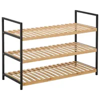 Carryhome REGÁL NA BOTY, přírodní barvy, černá, 70/48,5/30 cm