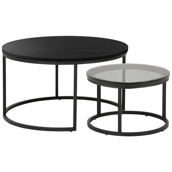 MID.YOU KONFERENČNÍ STOLEK, černá, kov, kompozitní dřevo, 80/80/45 cm