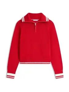 TOMMY HILFIGER Sveter 'Varsity'  červená / biela