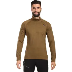 KILPI JAGER Pánské merino triko s dlouhým rukávem, hnědá, velikost