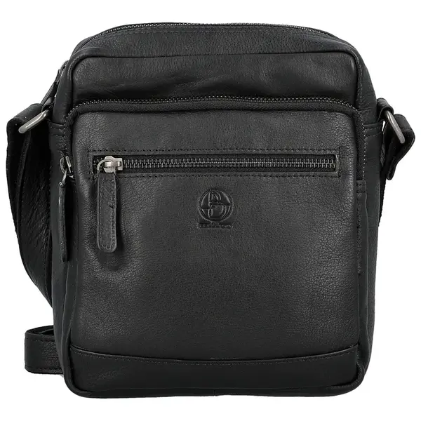 Pánská kožená crossbody taška černá - Bellugio Lewin