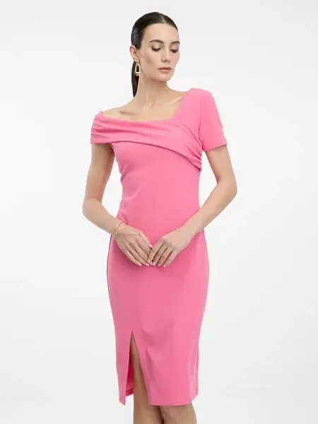 Ružové puzdrové midi šaty ORSAY