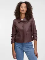 Tmavohnedá dámska kožená bunda