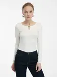 Krémový dámský top s dlouhým rukávem
