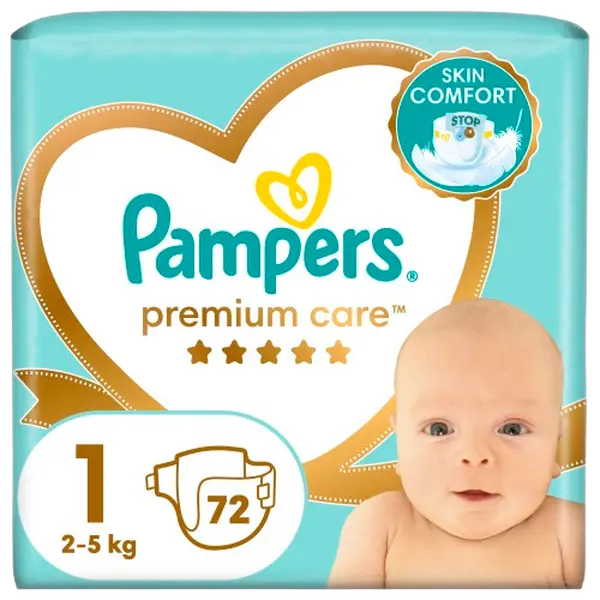 PAMPERS Premium Care plenky vel. 1, 2-5 kg, 72 ks