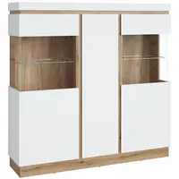 Vitrína Calabria nízka  3d Dub Coast Evoke/Biela Alpin