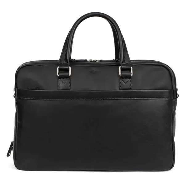 Velká kožená taška na notebook Hexagona Mell - černá