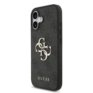 Zadní kryt Guess PU 4G Metal Logo pro Apple iPhone 17, šedá