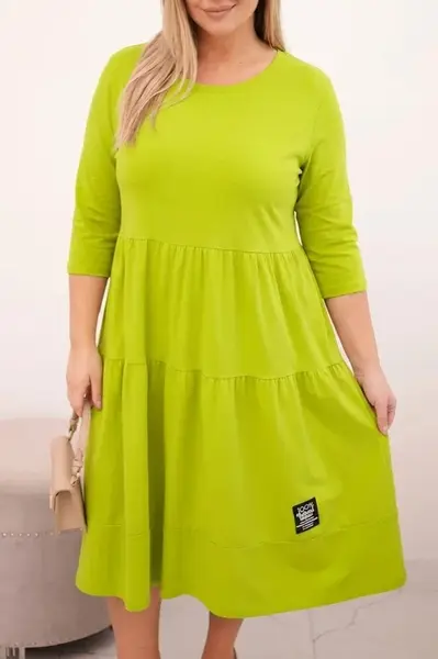 Kesi Włoski Dámska bavlnená sukňa Plus Size s volánmi a prehnutým rukávom pistáciová