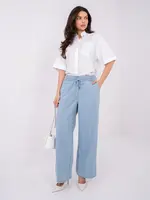 Světle modré kalhoty s elastickým pasem