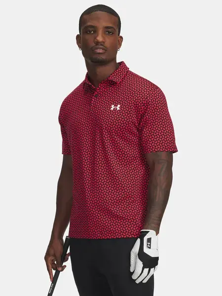 Men's Under Armour UA T2G Printed Polo-RED T-Shirt - Men's