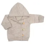 Baby Nellys Rostoucí pletený svetřík s kapucí, zapínání knoflíčky - béžový, vel. 68/74