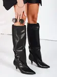 Čierne kožené čižmy na podpätku