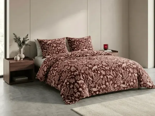 Obliečky mikroplyš FOREST ANIMALS vínové Rozmer obliečky: 2 ks 70 x 90 cm | 200 x 220 cm