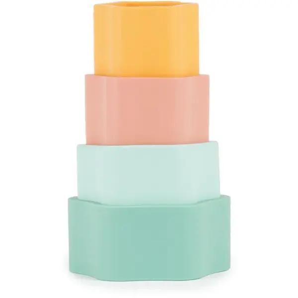 Bieco Silicone Stacking Tower Flower aktivity hračka 12 m+ Tropical Vibes 4 ks