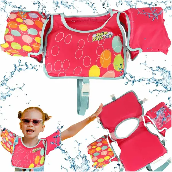 Detská plávacia vesta s rukávmi 3–6 rokov (19–30 kg) – ružová