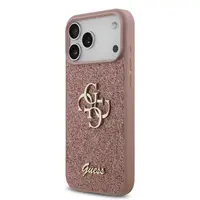 Zadní kryt Guess PU Fixed Glitter 4G Metal Logo pro Apple iPhone 17 Pro Max, růžová