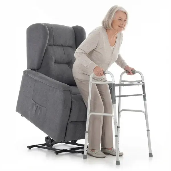 Masážní polohovací křeslo s vyklápěním COMFORT+, antracitová látka