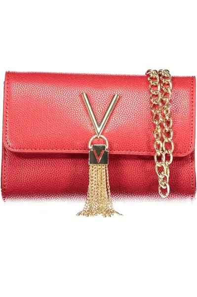 Červená listová kabelka s retiazkou