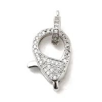 Brass Clear Cubic Zirconia Lobster Claw Clasps