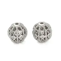 Brass Micro Pave Cubic Zirconia Beads