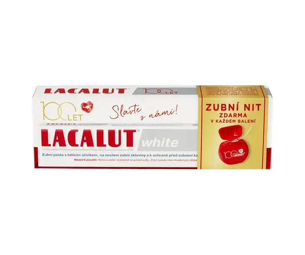 Lacalut White 100 let edice zubní pasta 75 ml + dentální nit