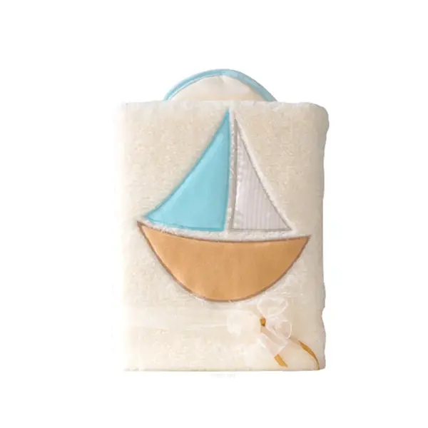 Mamo Tato Oboustranná chlupáčková dečka s vyšívkou 75 x 90 cm, Lodička, béžová