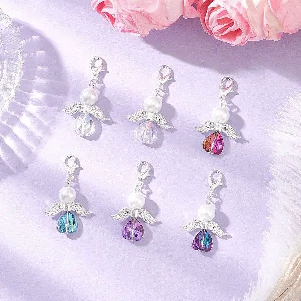 Heart Angel Glass & Glass Pearl Pendant Decorations