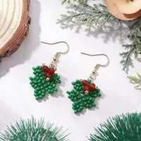 Christmas Handmade Glass Seed Beads Dangle Earrings