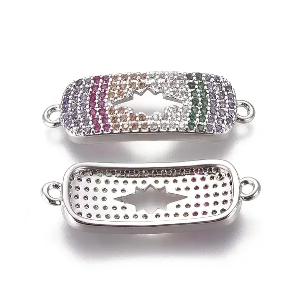 Brass Micro Pave Cubic Zirconia Links connectors