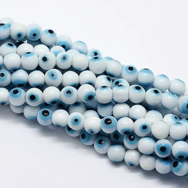 Handmade Evil Eye Lampwork Round Bead Strands