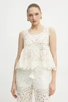 Bavlněný top Ermanno Firenze bílá barva, s aplikací, 56TL001EN3