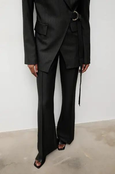 Kalhoty Answear.LAB dámské, šedá barva, zvony, medium waist