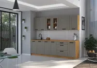 Kuchyňská linka 260 cm Luna 3 - Dub artisan + Clay grey