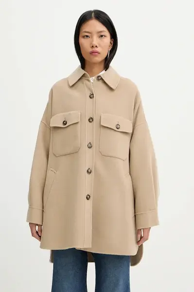 Košilová bunda s příměsí vlny Weekend Max Mara LASER