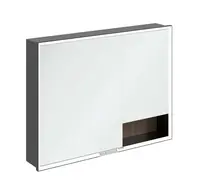 Villeroy & Boch My View+ - Zrcadlová skříňka s LED osvětlením 100x75x17 cm, 2 dvířka, Stone Oak/matná černá B48210VH