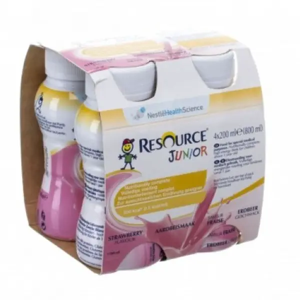 RESOURCE Resource Junior Fibre perorální roztok Jahoda 4 x 200 ml