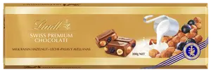 LINDT Gold Tablet Švýcarská mléčná čokoláda s rozinkami 300 g