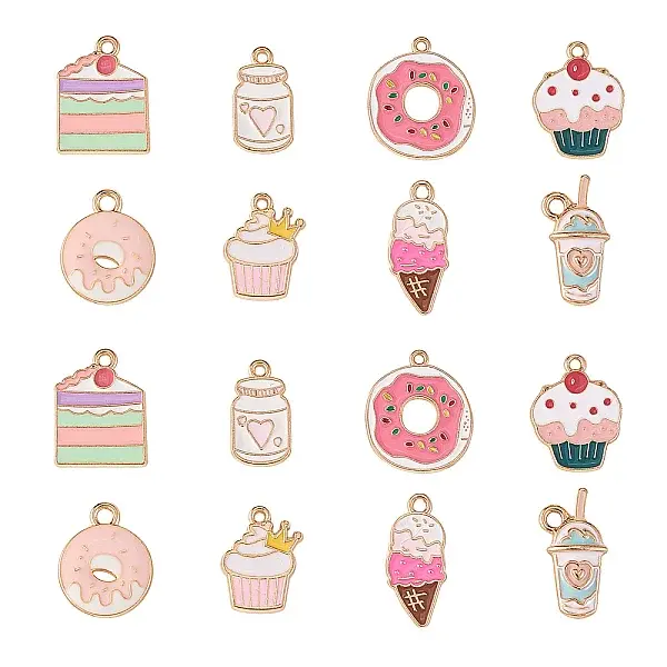 40Pcs 8 Styles Alloy Enamel Pendants