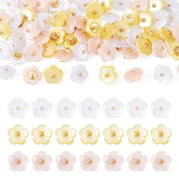 60Pcs 3 Colors 1-Hole Resin Buttons