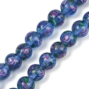 Handmade Glod Sand Lampwork Beads Strands