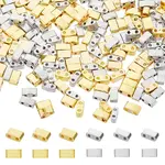 300Pcs 2 Styles 2-Hole Metallic Colours Glass Seed Beads