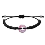 Synthetic Cherry Quartz Glass Donut Braided Bead Bracelet