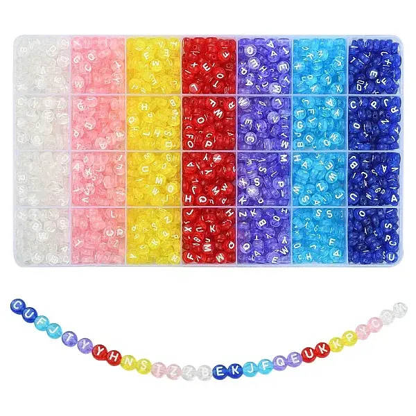 1750Pcs 7 Colors Transparent Acrylic Beads