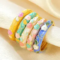 Brass Enamel Cuff Open Rings