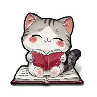 Cat Reading Book Enamel Pins